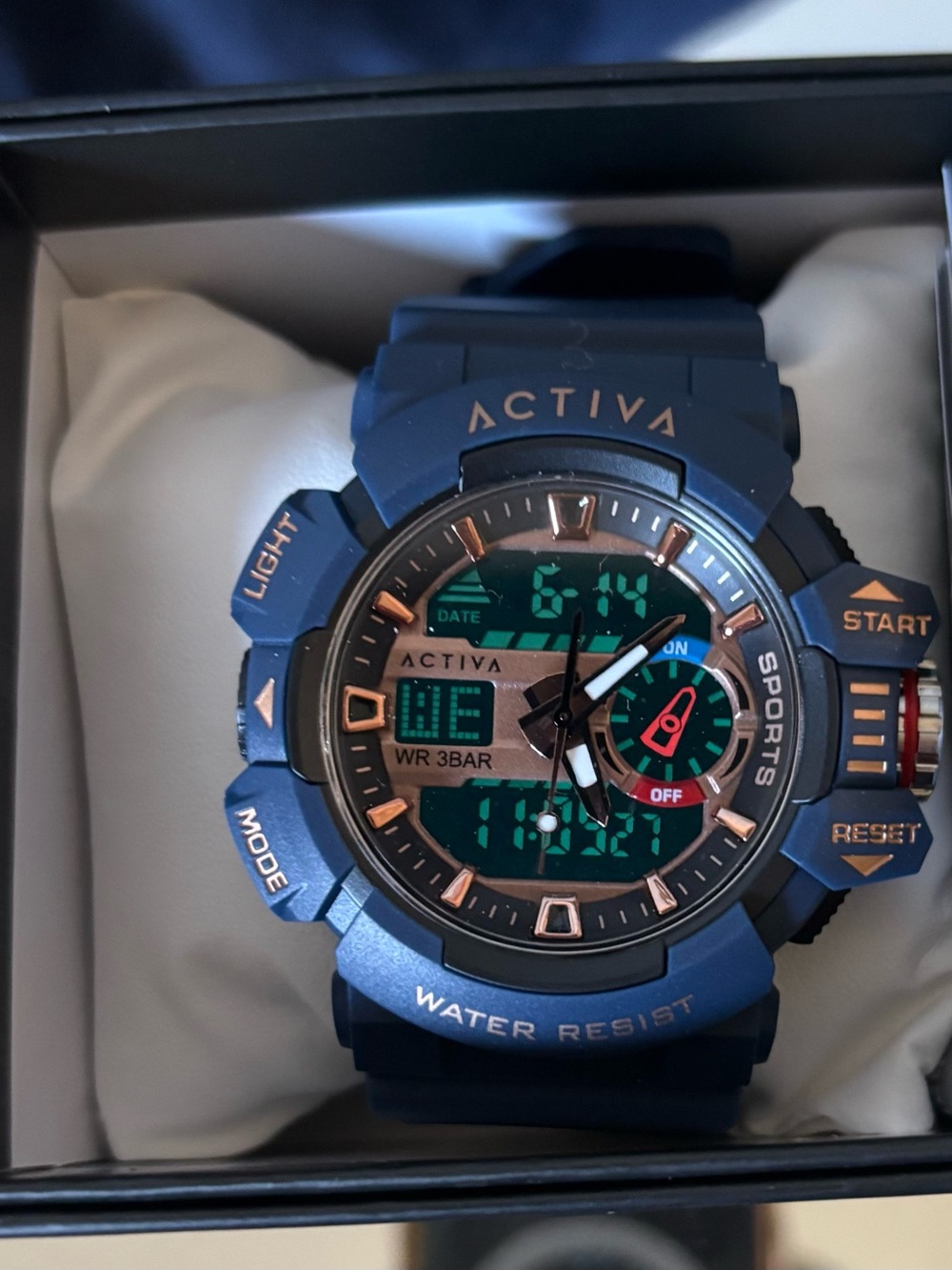 Activa Blue and Rose Gold Sport Digital Analog Watch